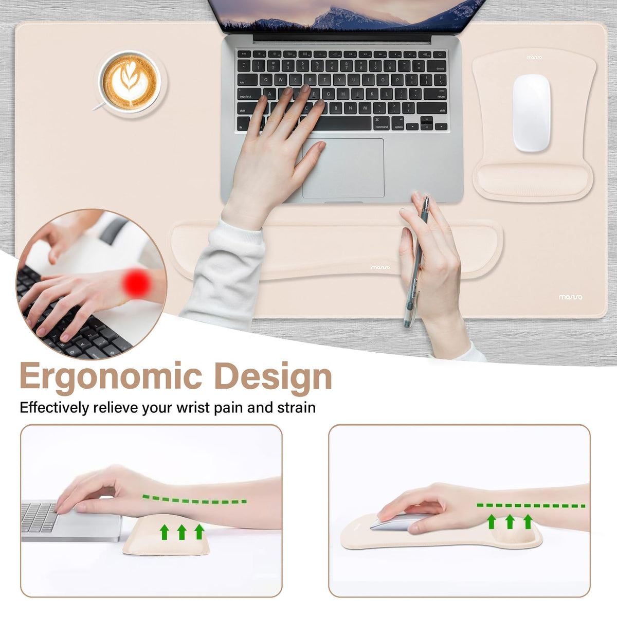 MOSISO Keyboard Mouse Pad Set, Large Gaming Mousepad&Keyboard Wrist Rest