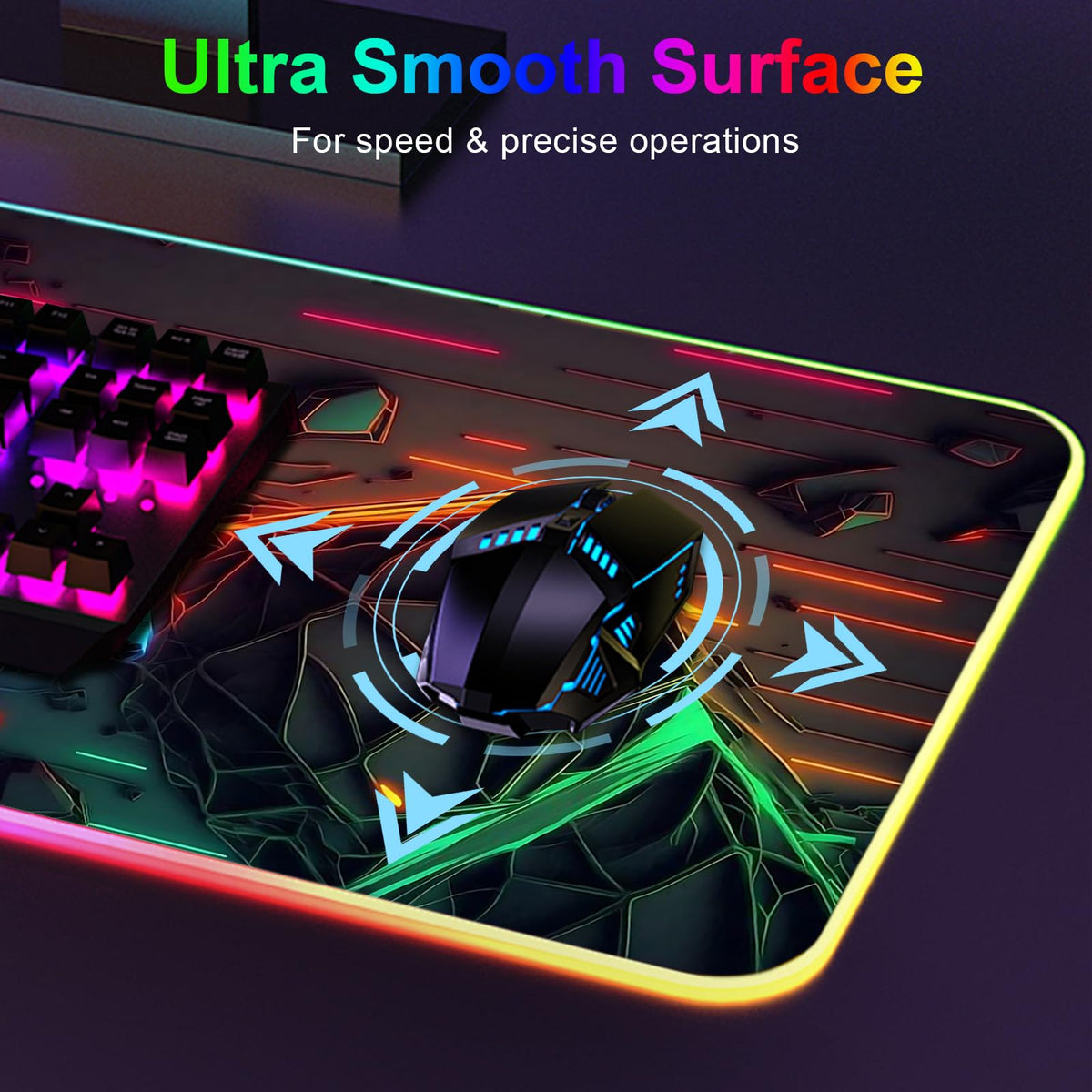 RGB Mouse Pad, Gaming Mousepad with 13 LED Light Modes