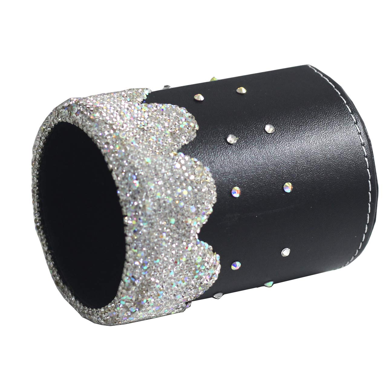 Bestbling crystal Bling Rhinestone Pen organizer Box Holder Cosmetic Container (Black Round, Medium)