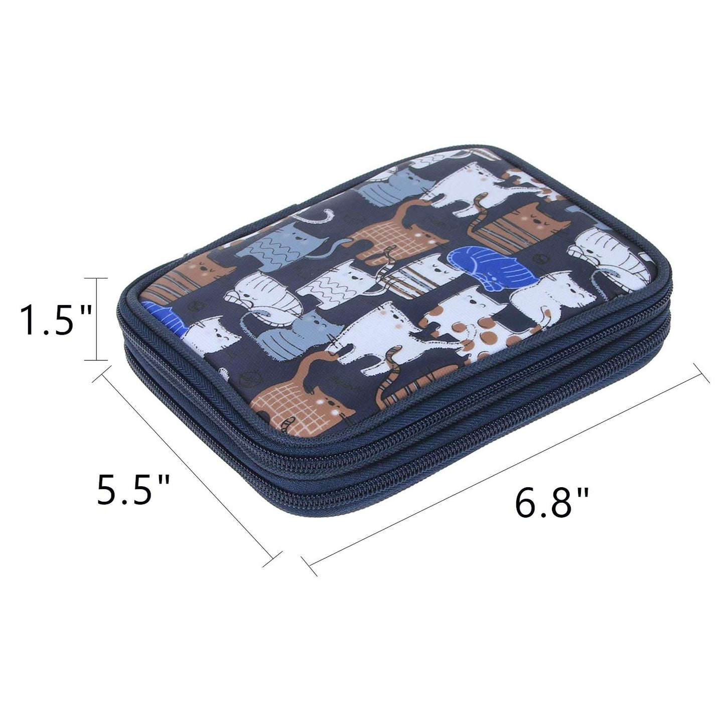 Teamoy Crochet Hook Case Empty, Crochet Hook Organizer, Cats Blue