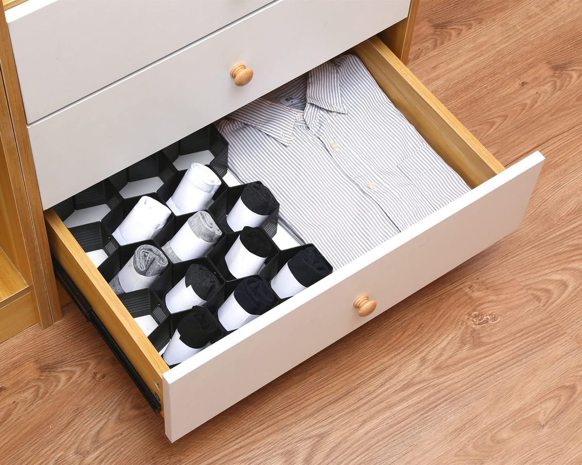 Natzerat Honeycomb drawer organizer and divider, underwear, socks, tie sorter, office supplies and