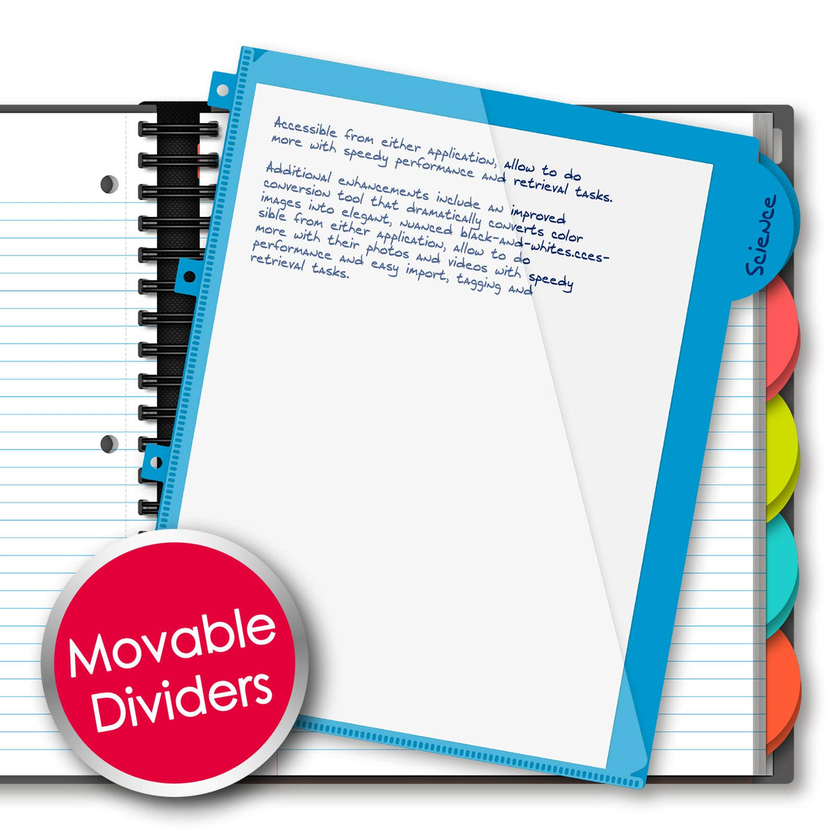 IQ+ iScholar Poly Cover 10 Subject Notebook, College Ruled, 11 x 8.5 Inch, 250 Sheets, Black