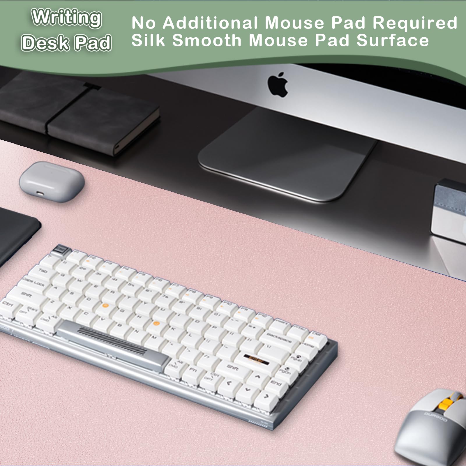 Boutilon Leather Desk Pad Protector,Non-Slip Mouse Pad,Laptop Desk Pad,Office Mouse Mat,Waterproof