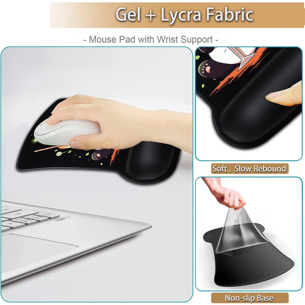 Keyboard Wrist Rest and Mouse Pad Wrist Support Set, Ergonomic Gel Mouse Pad Wrist Rest with