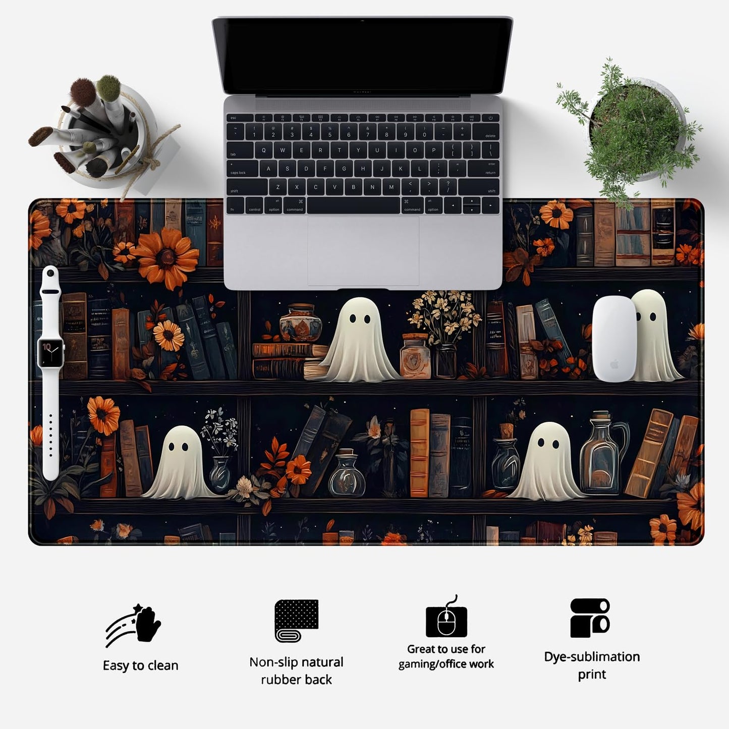 LuckyCow Cute Vintage Gothic Desk Mat Kawaii Dark Academia Desk Pad Medieval Large Flower XXL