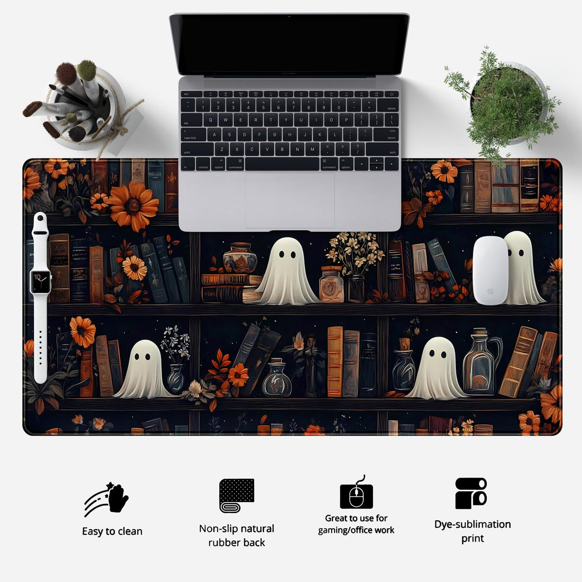 LuckyCow Cute Vintage Gothic Desk Mat Kawaii Dark Academia Desk Pad Medieval Large Flower XXL