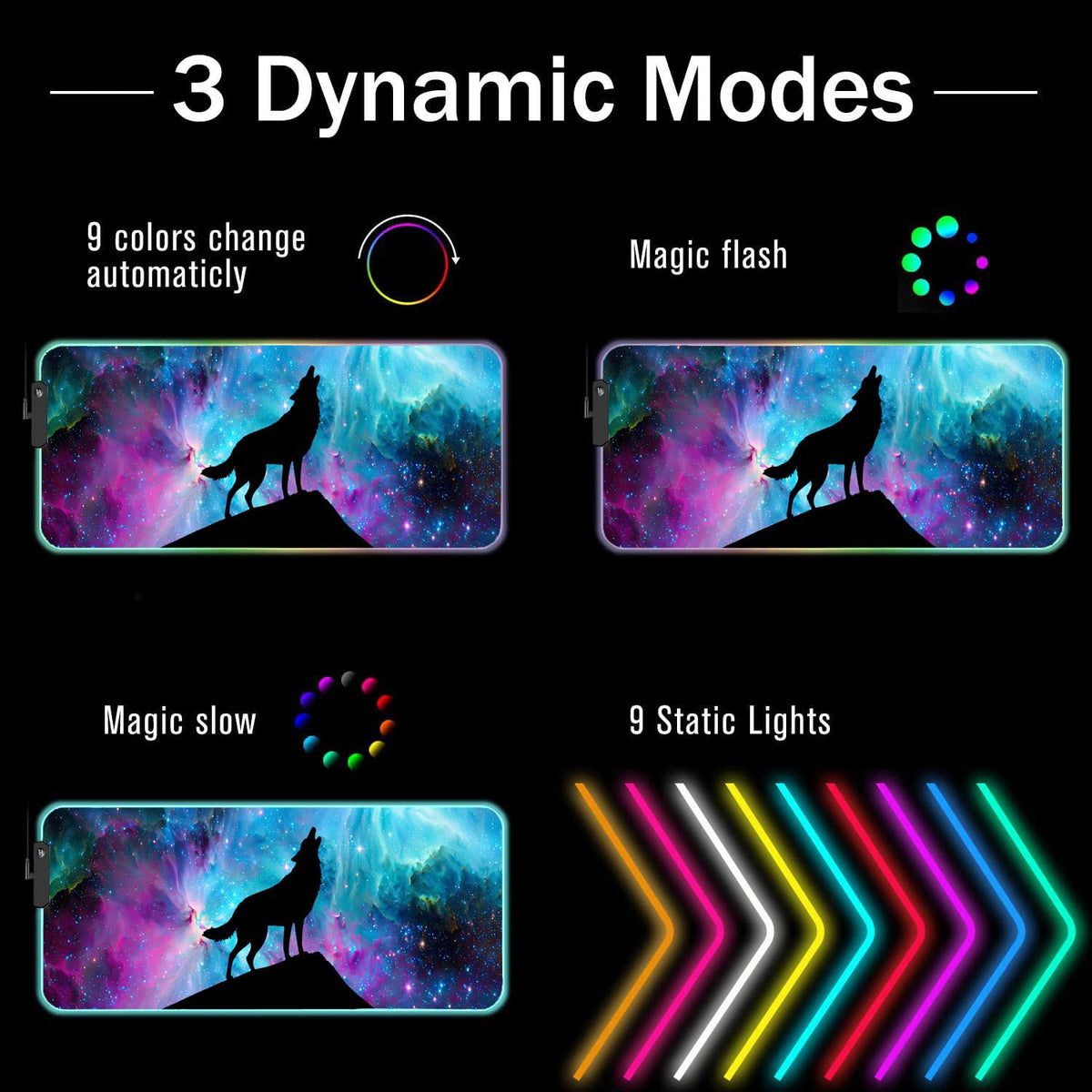 RGB Gaming Mouse Pad with Coffee Coaster, XXL Large Glowing LED Mousepad, Anti-Slip Rubber Base