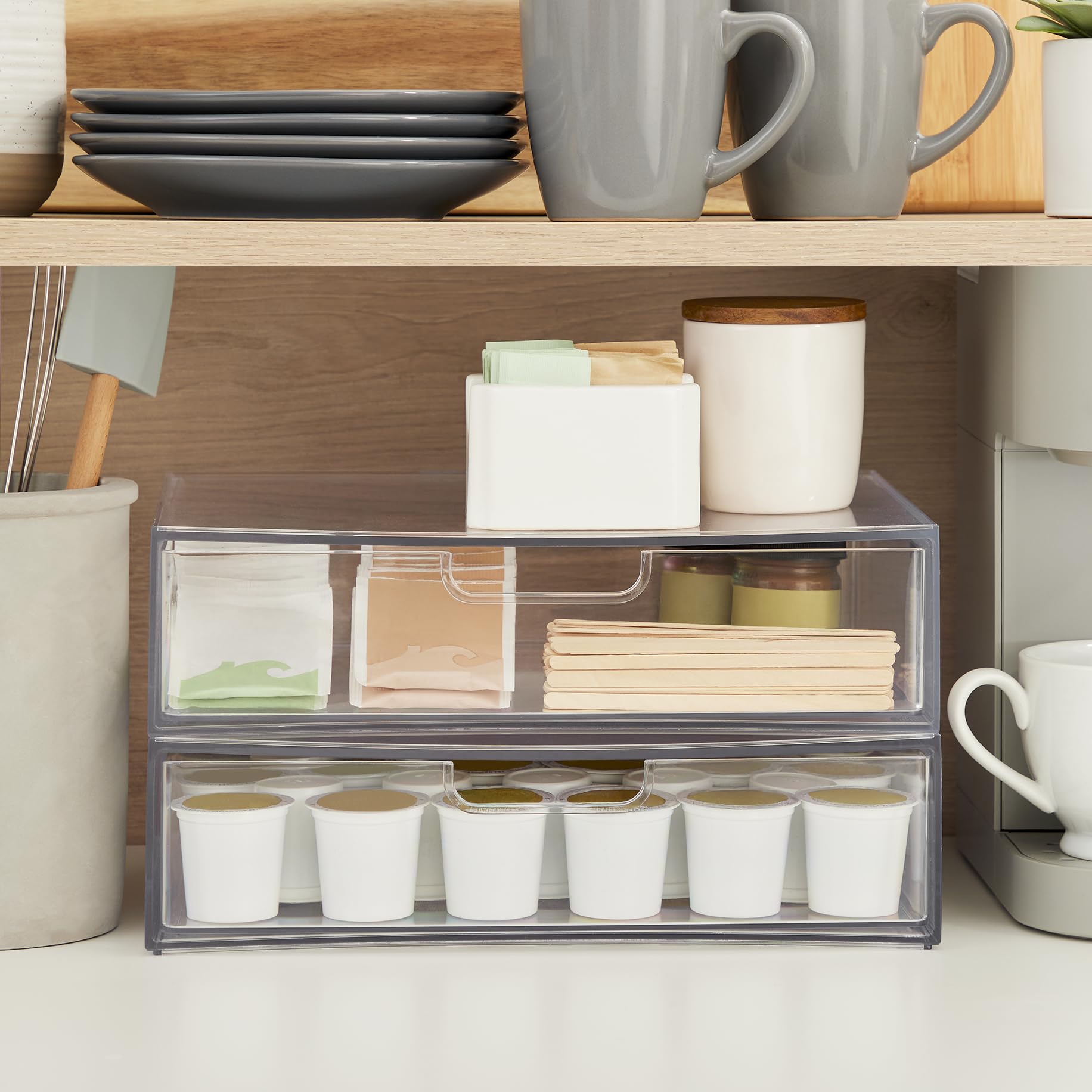 STORi STAX Plastic Stackable Organizer Drawers (Set of 2) Clear | 12.5" Wide | Set Includes Two