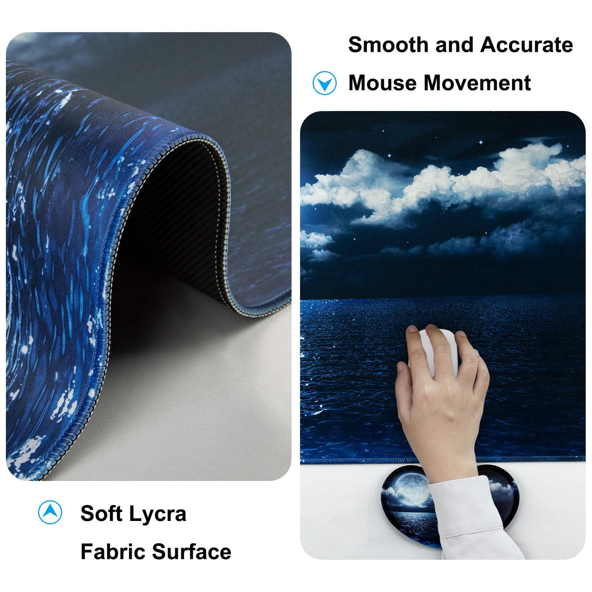 4 in 1 Mouse Pad and Keyboard Wrist Rest,Large Desk Mat,Coaster Set-Ocean