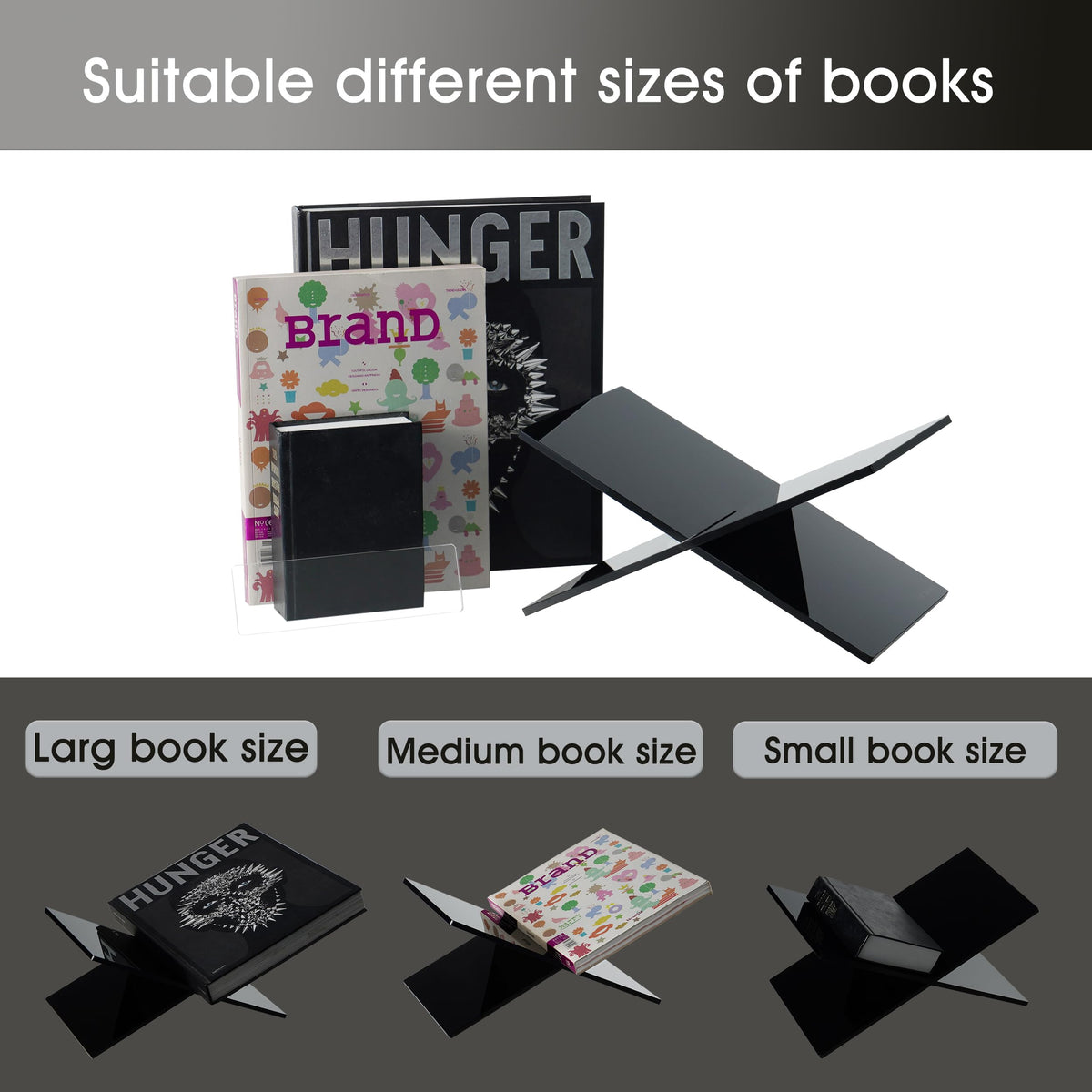 LIZ QNNALY Large Clear Acrylic Book Stand - Perfect for Displaying Open Books on Your Coffee Table