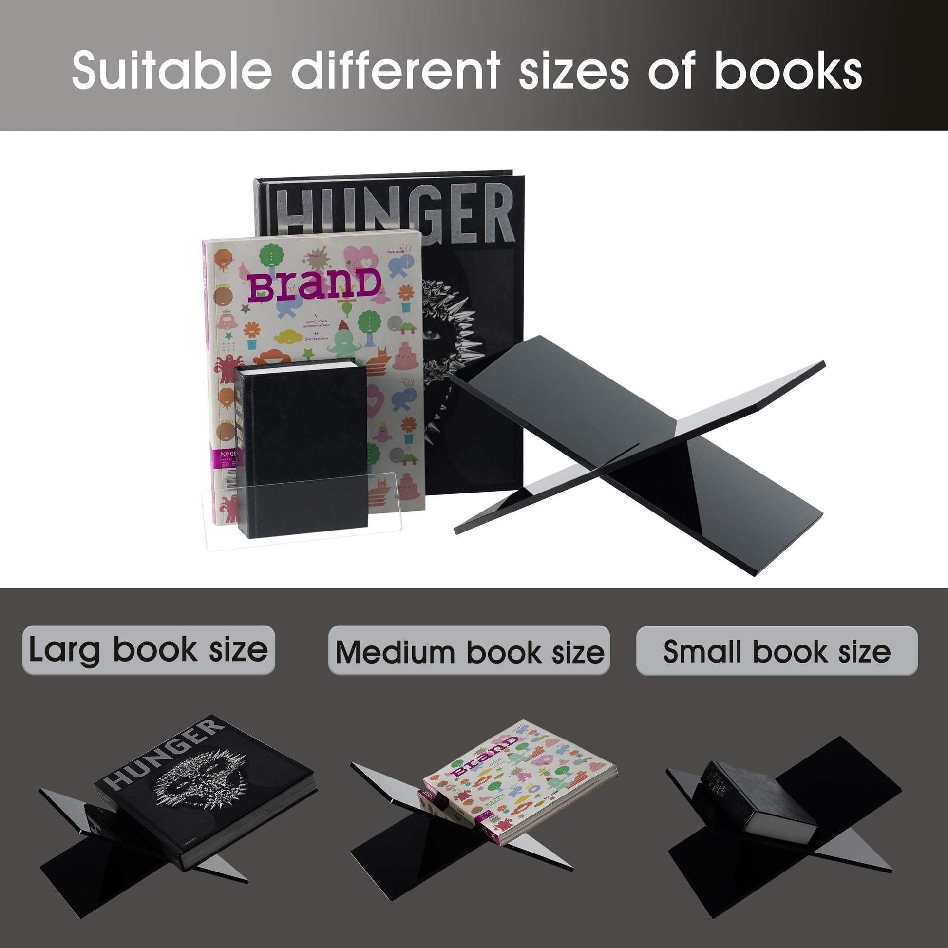 LIZ QNNALY Large Clear Acrylic Book Stand - Perfect for Displaying Open Books on Your Coffee Table