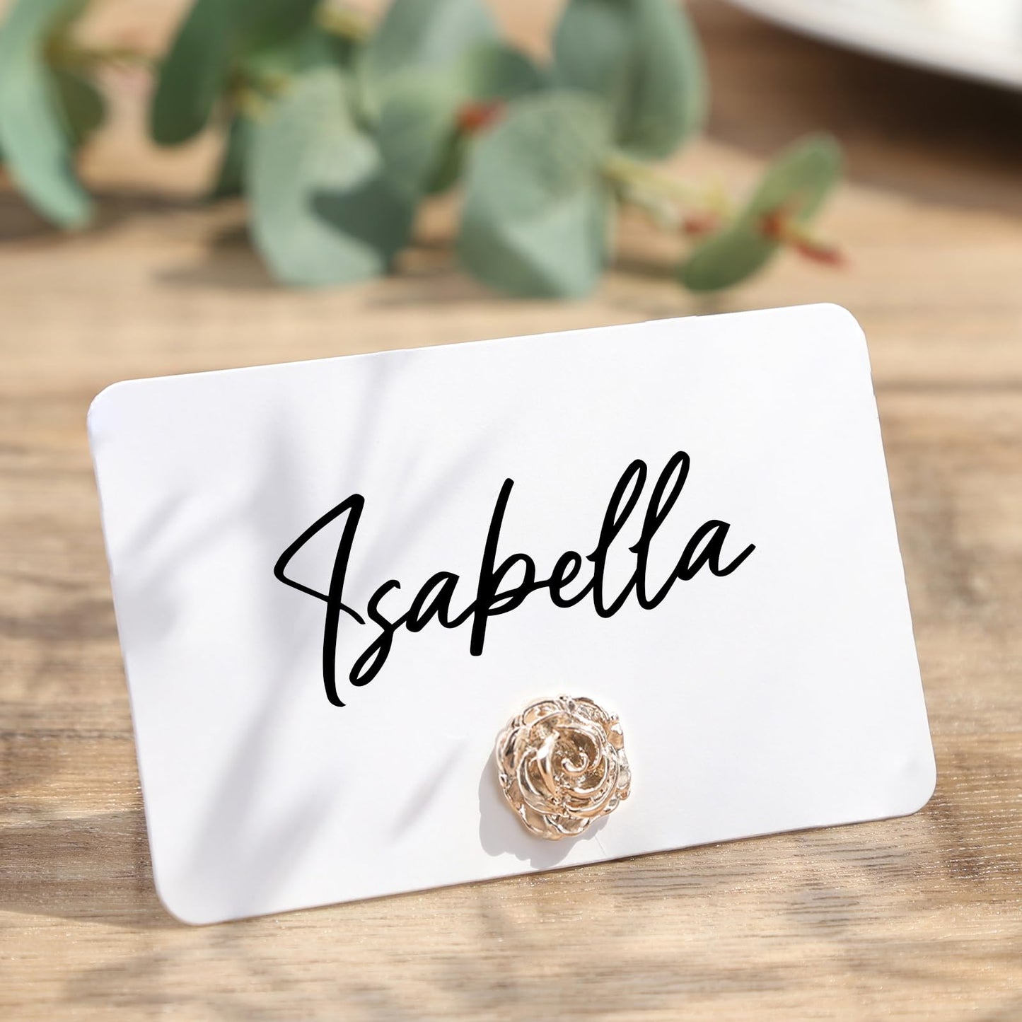 UNIQOOO 24Pcs Decorative Rose Floral Place Card Holders Bulk, Luxury Gold Metal Name Card Stands