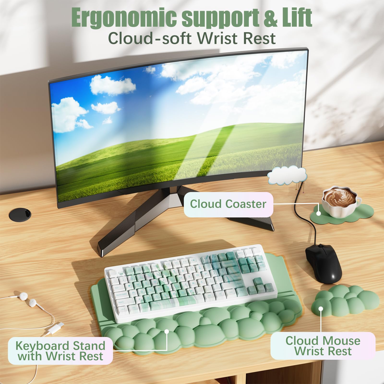 Wrist Rest with Keyboard Stand, Ergonomic Computer Wrist Support Pad