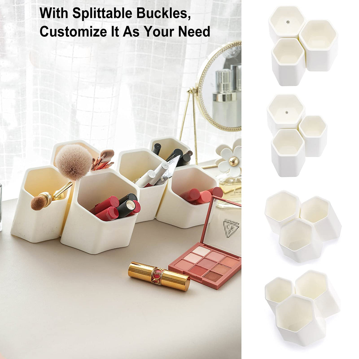 BTSKY Hexagonal Creative Pen Holder, Pen Container, Brush Pot, Combination Desktop Storage