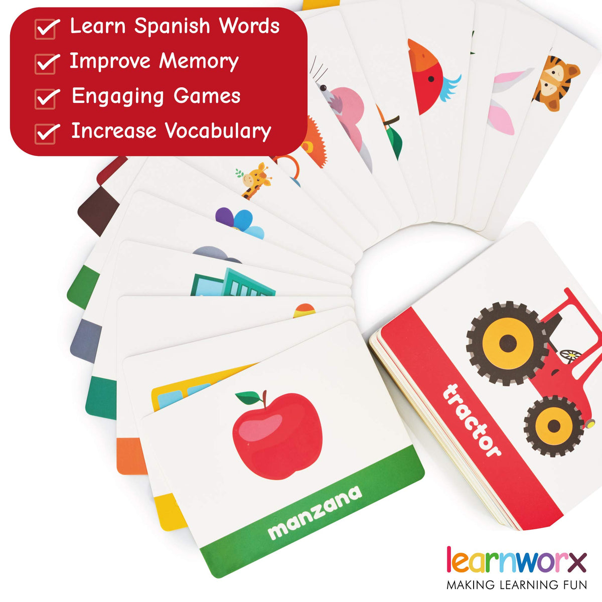 Spanish Flash Cards for Kids & Toddlers - 101 Cards - 202 Sides - Learn with Me - Objects, Numbers
