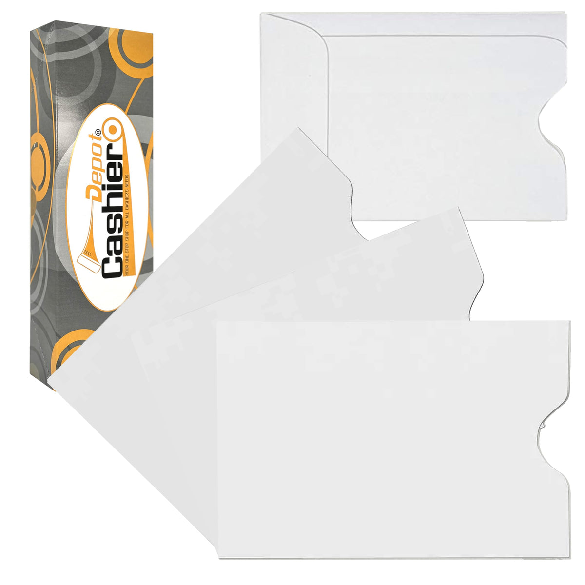 1000 Cashier Depot - Key Card Holders, Credit Card Protectors, White Paper Sleeves, 2-3/8 x 3-1/2