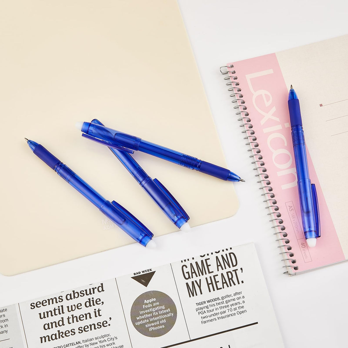 Volcanics Blue Erasable Gel Pens, 36 Pack, 0.7mm Fine Point