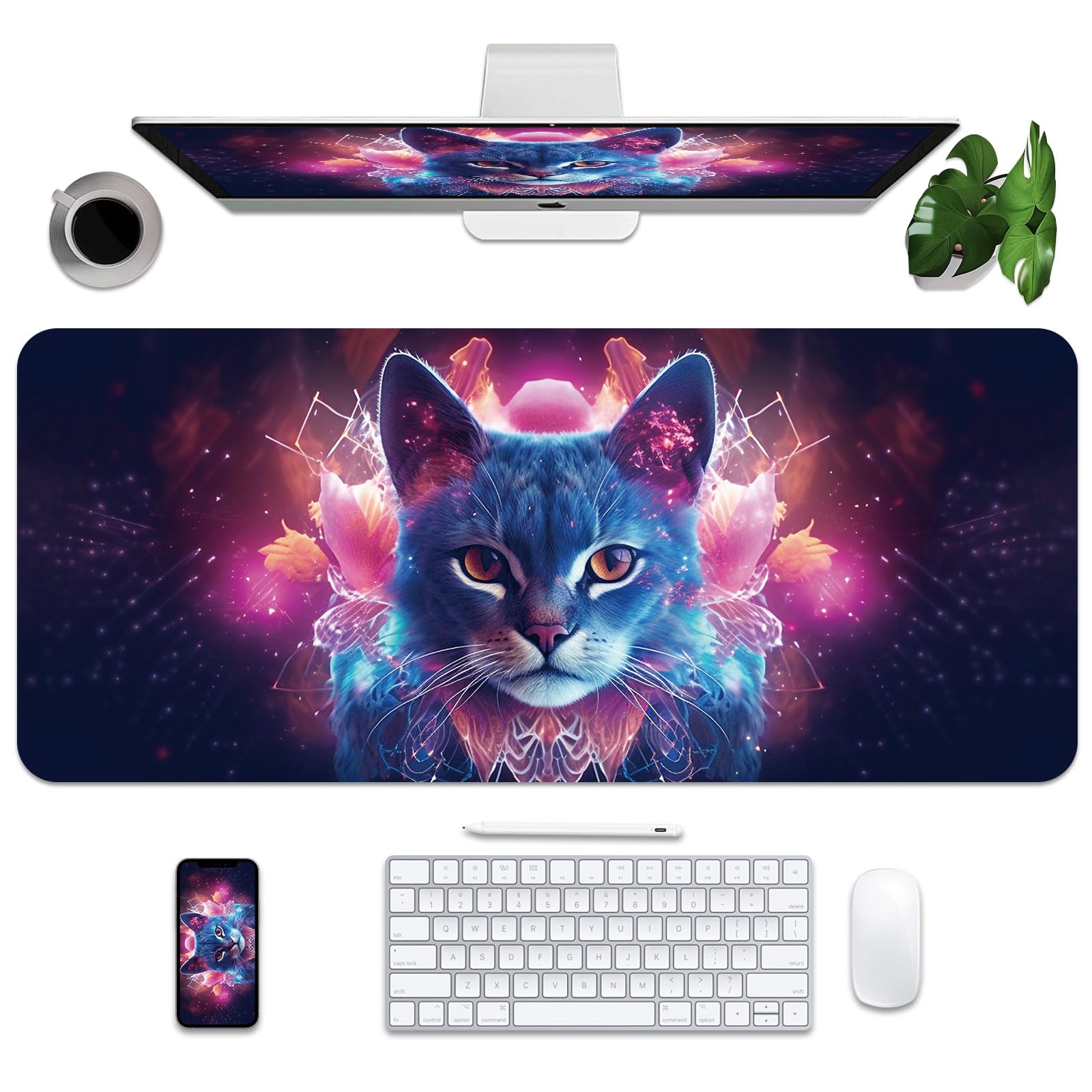 Leather Desk Mat 35.4" x 15.7", Desk Pad for Computer or Laptop, Computer Mat Mouse Pad for