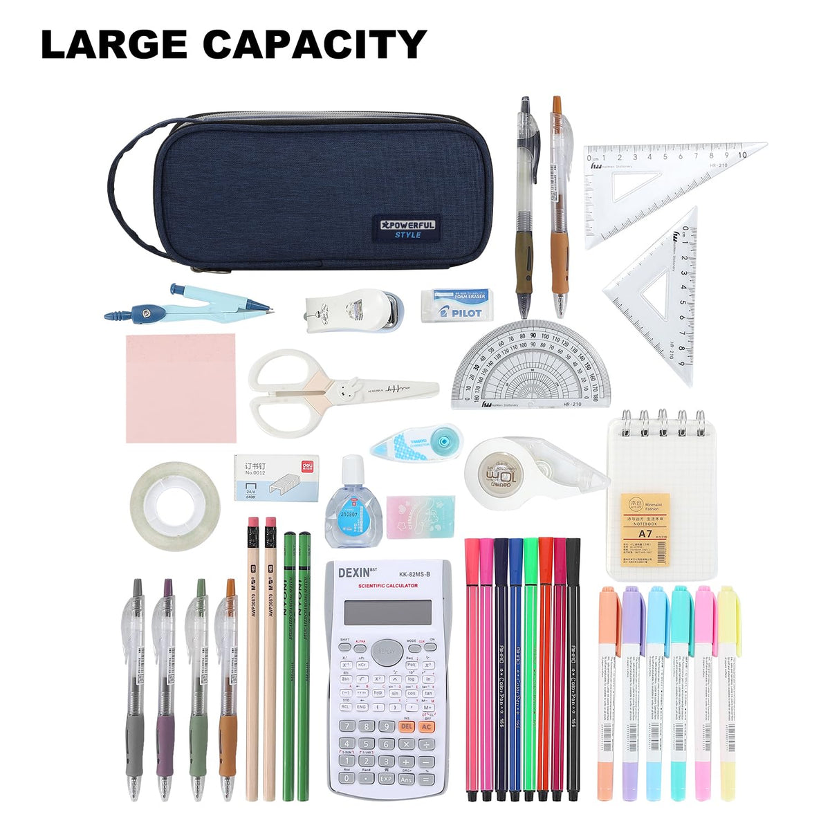 Large Pencil Case for Boys Teens Kids Organizer Zipper Pencil Pouch Blue