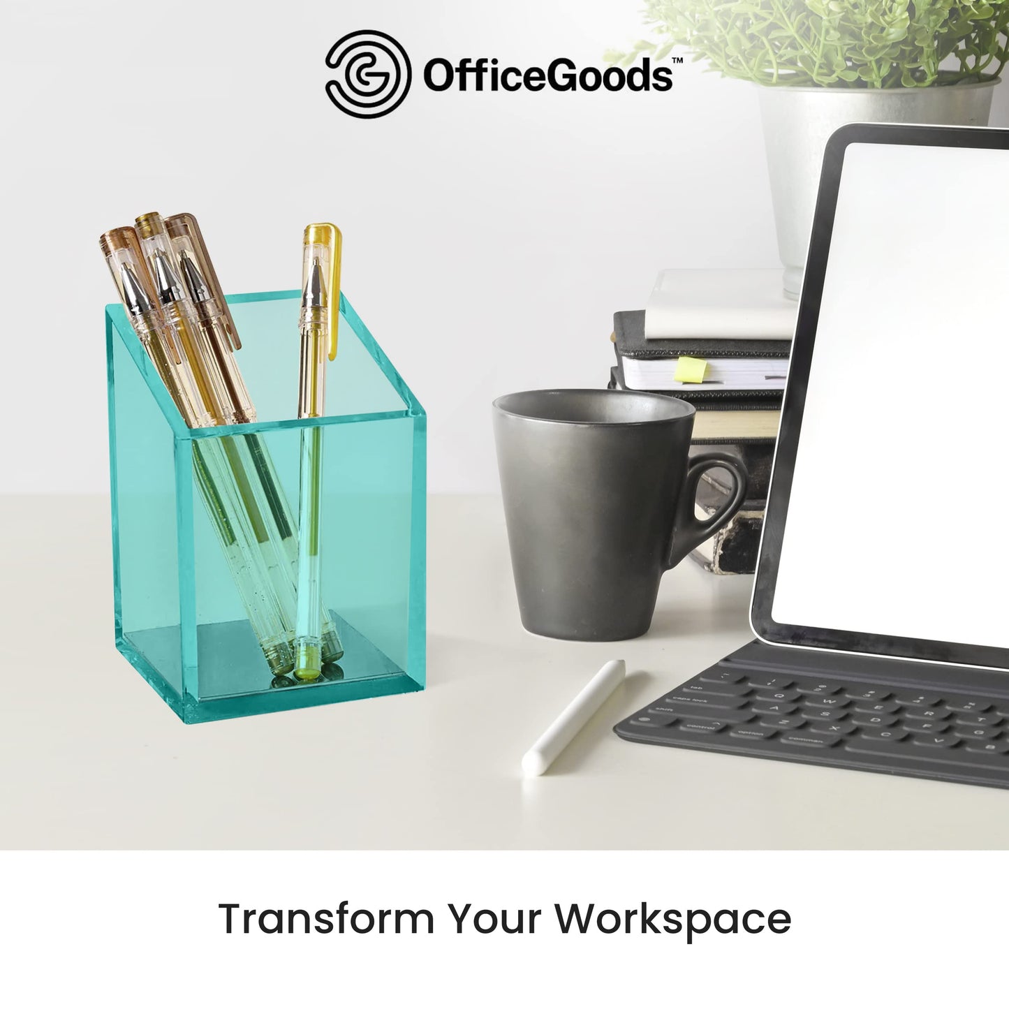 OfficeGoods Acrylic Pen and Pencil Holder, Green