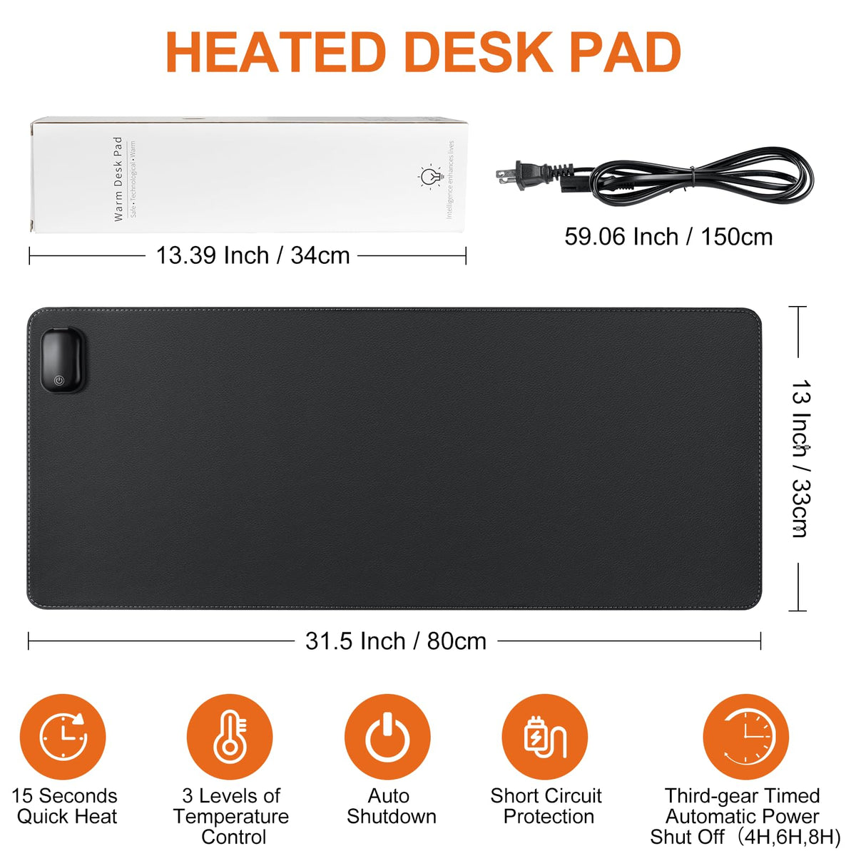 Bublonics Heated Mouse Pad, Warm Desk Pad,Heated Large Desk Mat with 3 Levels Heating,Gaming Mouse