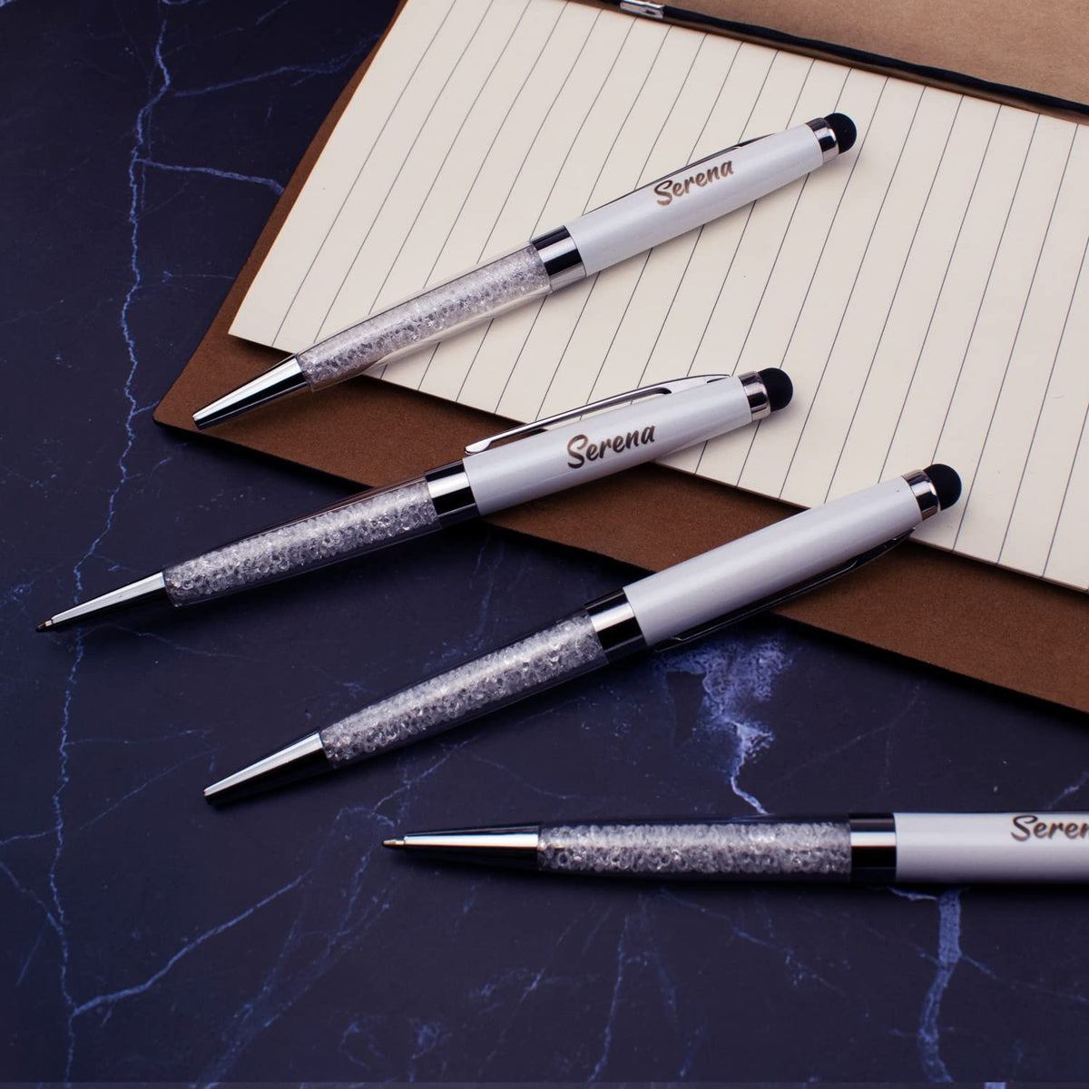 Ancolo Engraved Ink Pens Luxury Business Pen with Stylus Tip Crystal