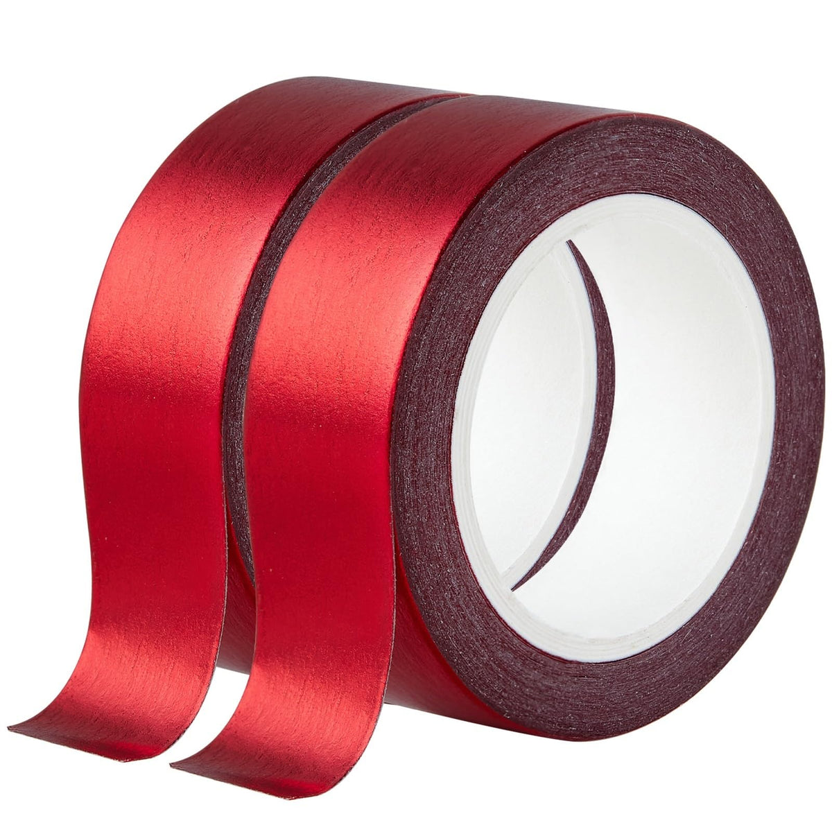 Qyueyue Red Foil Washi Tape - 2 Rolls Low Tack Self Adhesive Decorative Metallic Foil Masking Tape