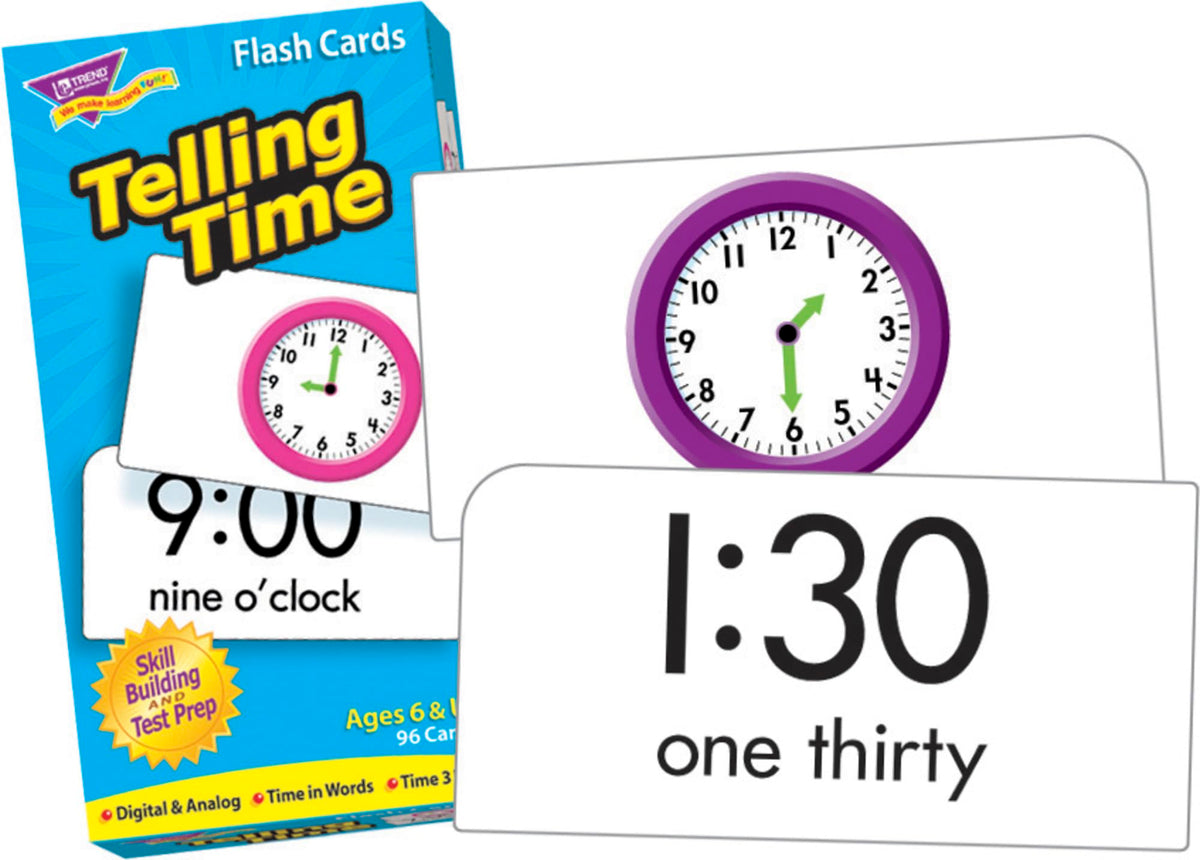 Trend Enterprises Telling Time Skill Drill Flash Cards, 96 Pack for Ages 6+
