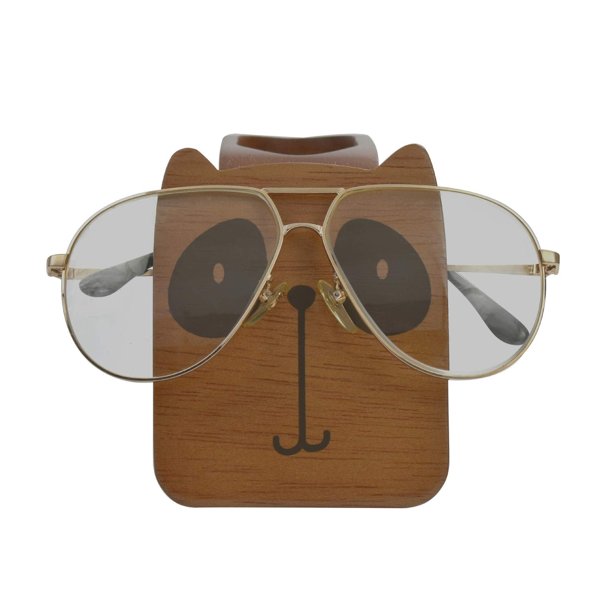 I'm Wood Multipurpose Raccoon Eyeglass Phone Pen & Pencil Holder Stand Stationery Desk Organizer