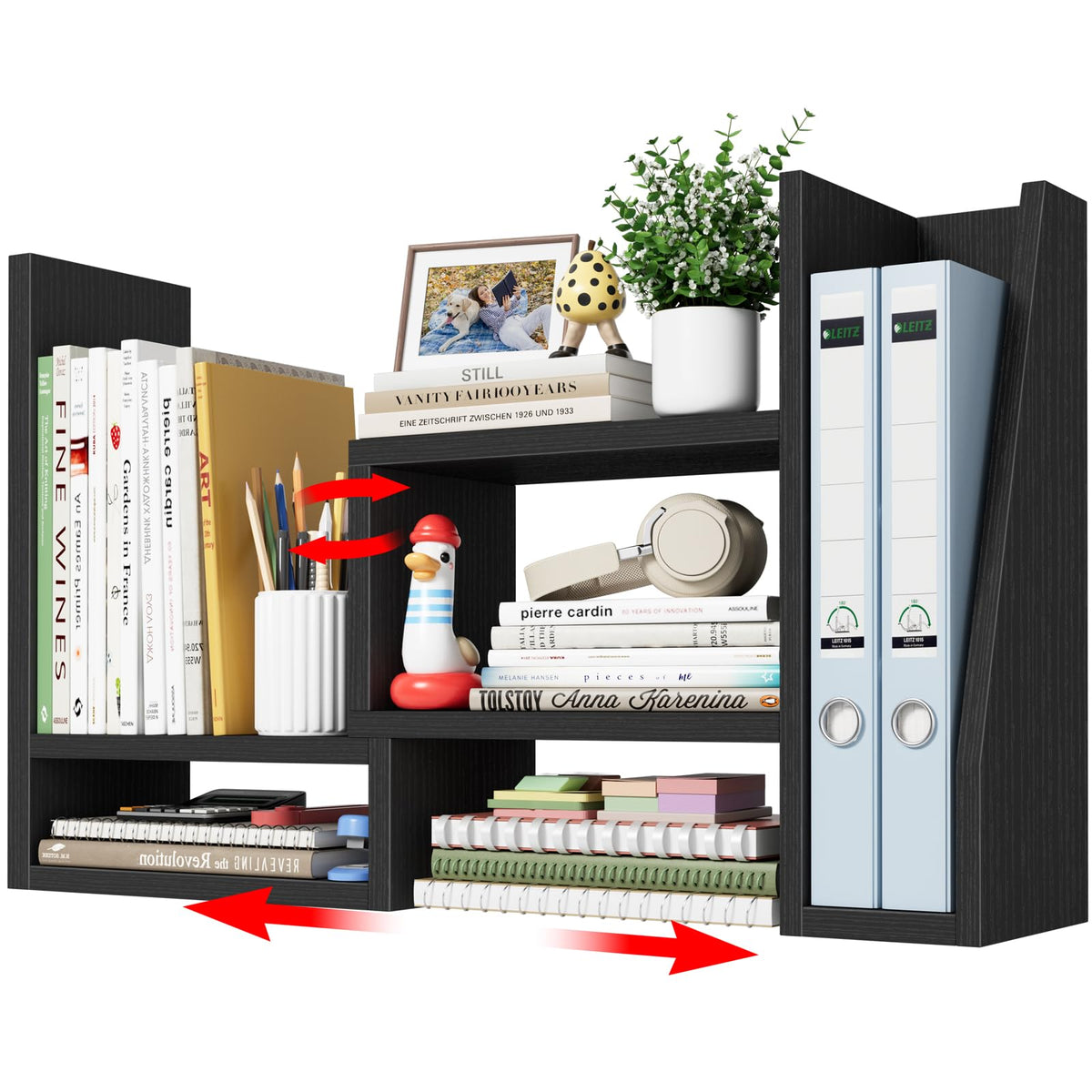 Desktop File Organizer Desk Organizer Shelf - Black Office Organization Shelves for Top of Desk