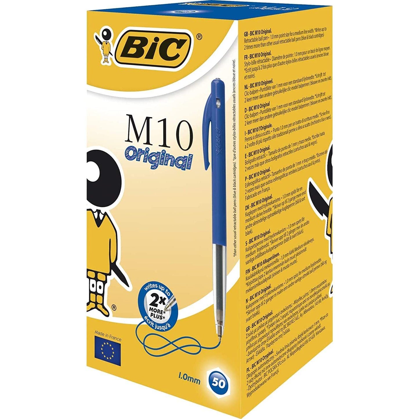 Bic Deutschland M10 Clic 844345 Retractable Ballpoint Pen 0.4 mm Pack of 50 Blue