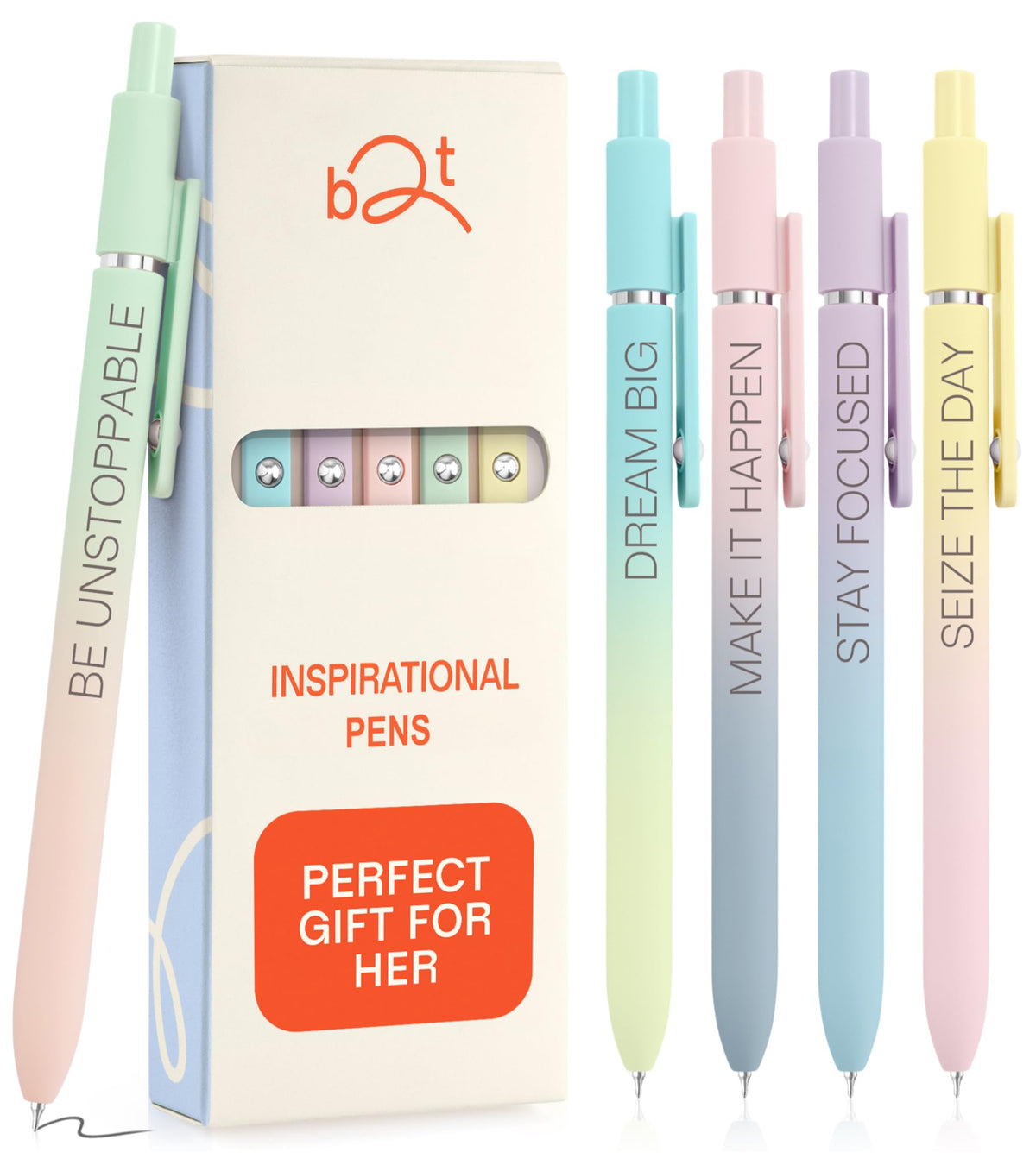 BETTER TOGETHER Achievers Inspirational Gel Pens for Women, 5 Pack Gradient 0.5mm Fine Point, Quick