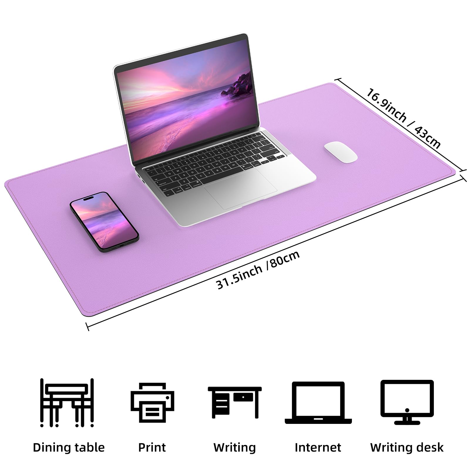 AFIING Cork Desk Mat 35.4" x 17", Dual-Sided Natural Cork & PU Leather Desk Pad, Non-Slip