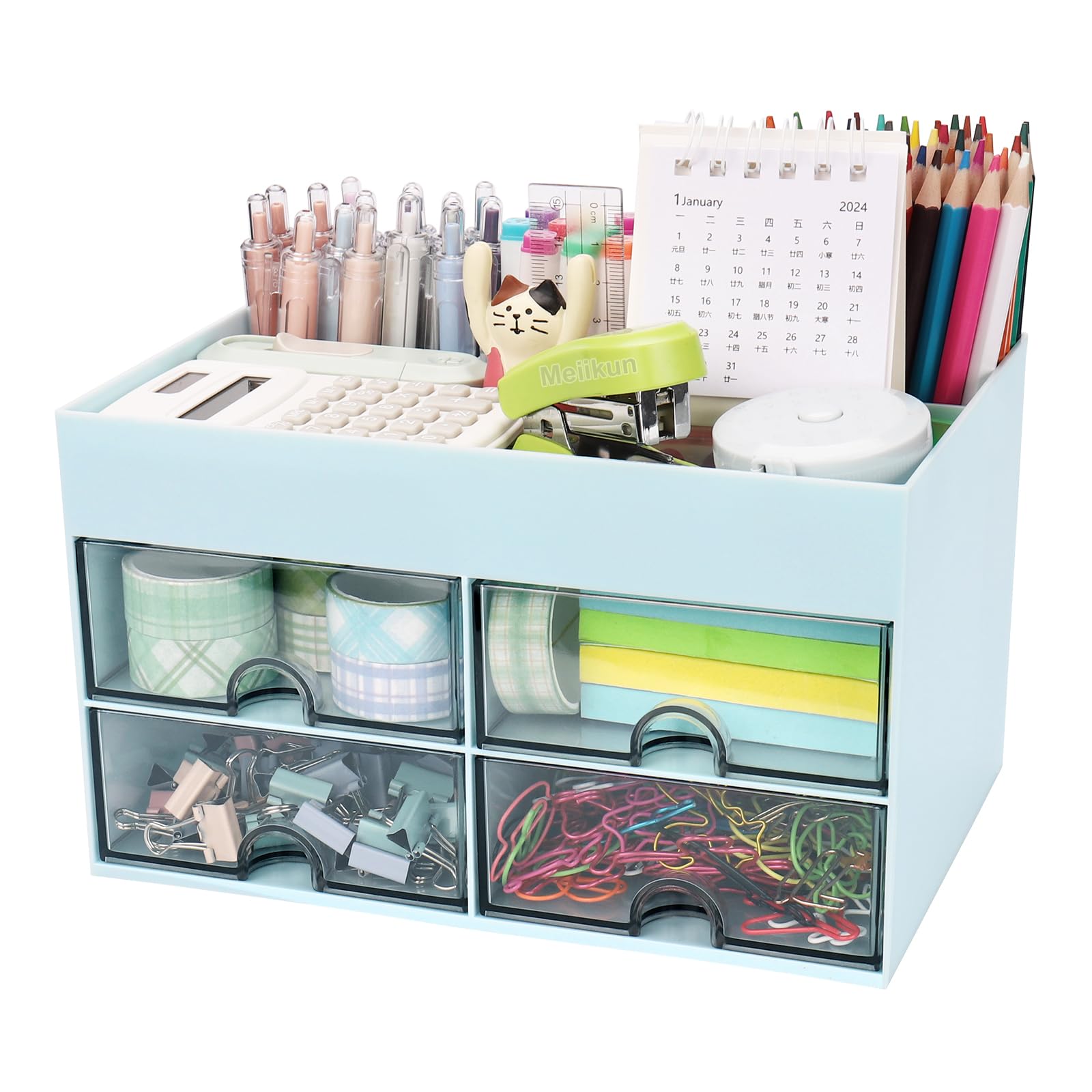 Meiikun Desk Organizer, Office Organizer with Drawer, Desk Accessories & Workspace Organizers, Pen