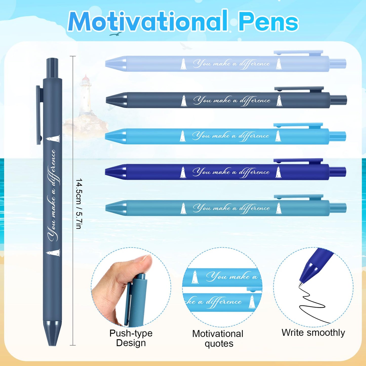 Sayglossy 50 Set Inspirational Lighthouse Pens Bulk Thank You Gift
