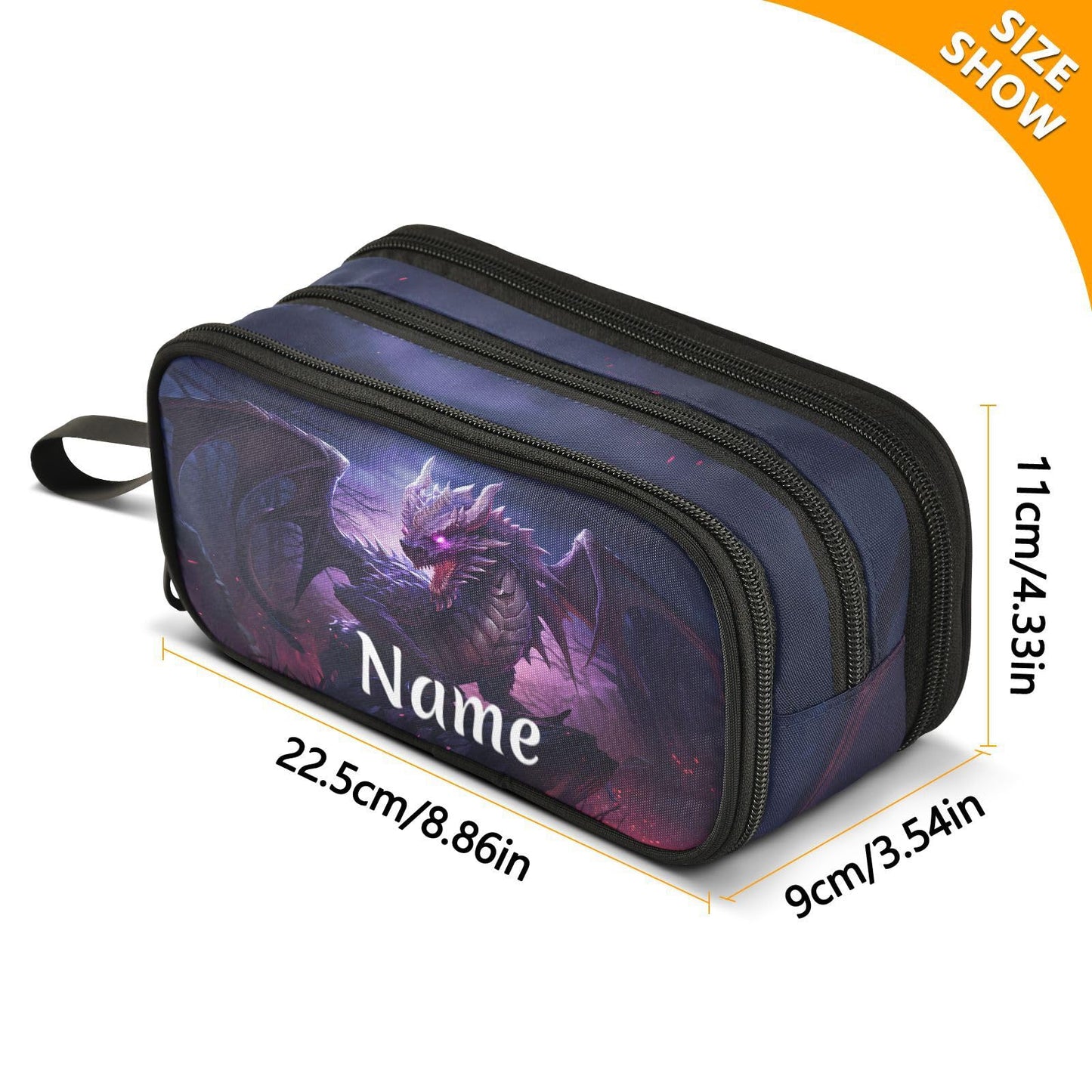 BOENLE Custom Dragon Purple Pencil Case Box Boys Girls Personalized Name Large Pencil Pouch
