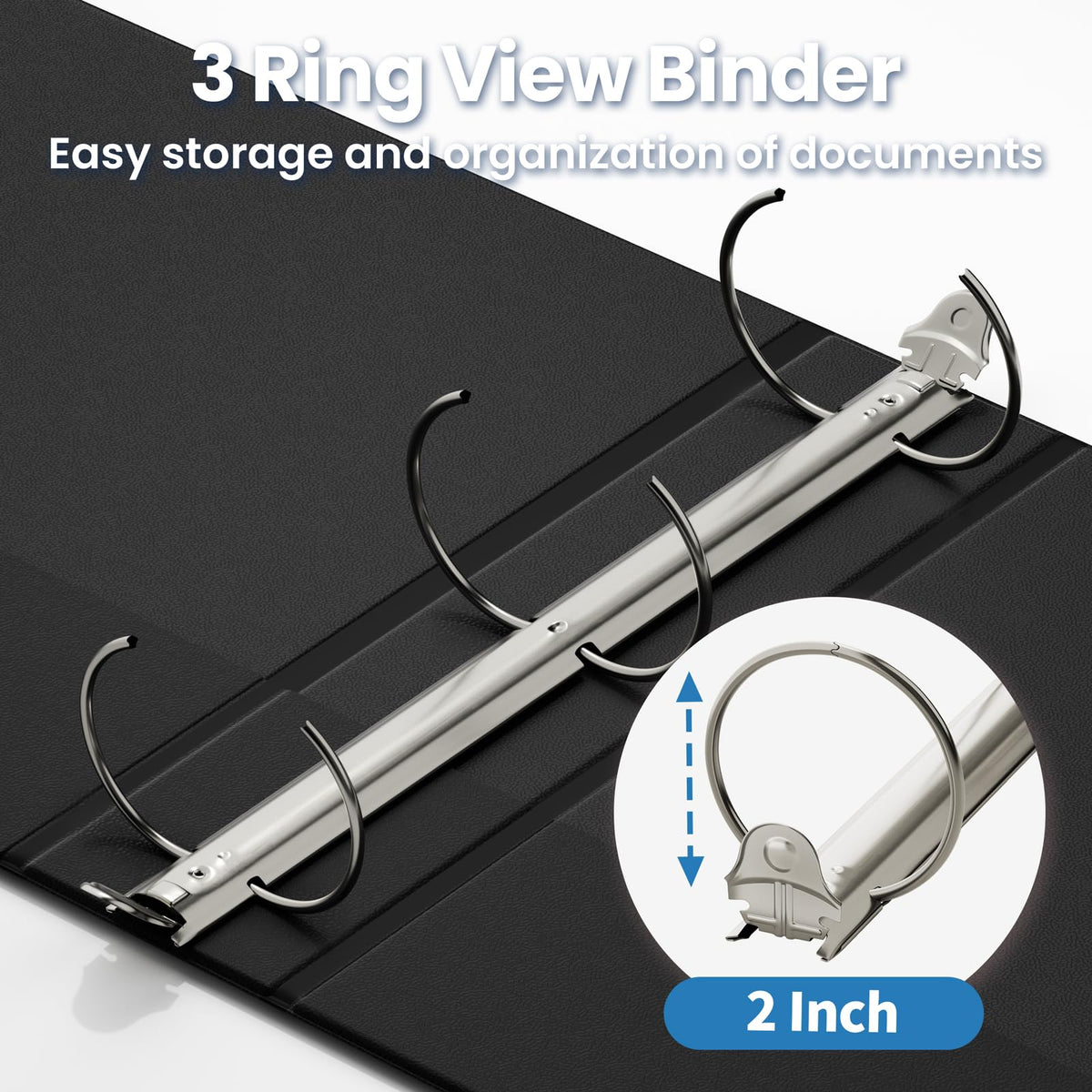 SUNEE 2 Inch Binders 3 Ring 12 Pack Bulk, PVC-Free Clear View 2" Binders (Fits 8.5x11 Inches) for