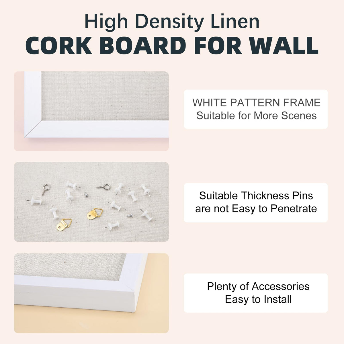 OWLKELA Linen Cork Bulletin Board, 11"x14.6"