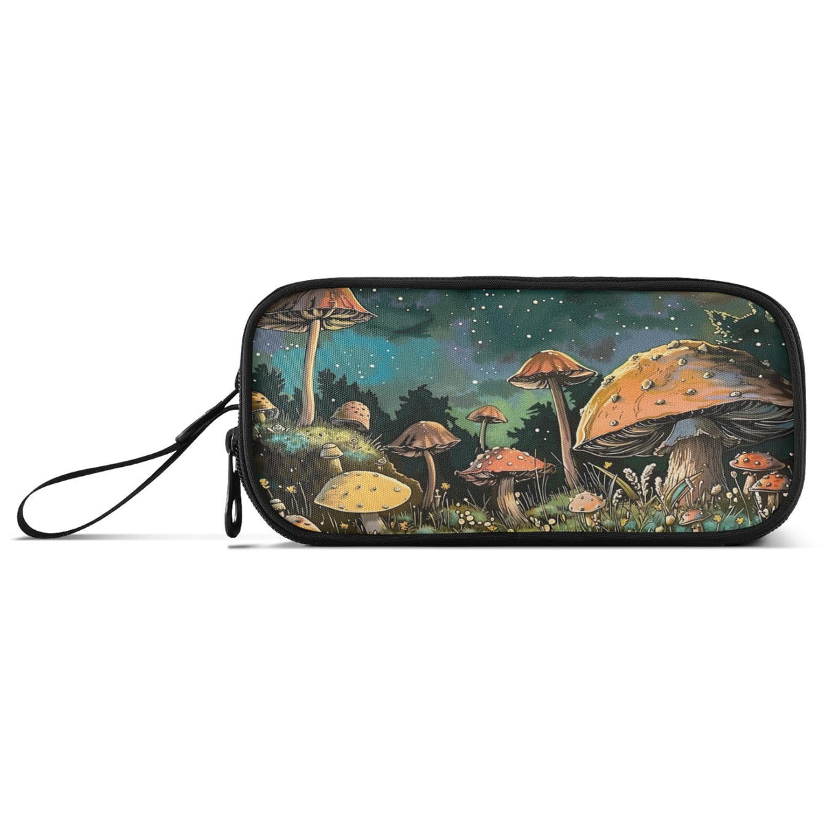 Sletend Pencil Case Vintage Snail Mushroom Starry Night 3 Compartments Pencil Pouch