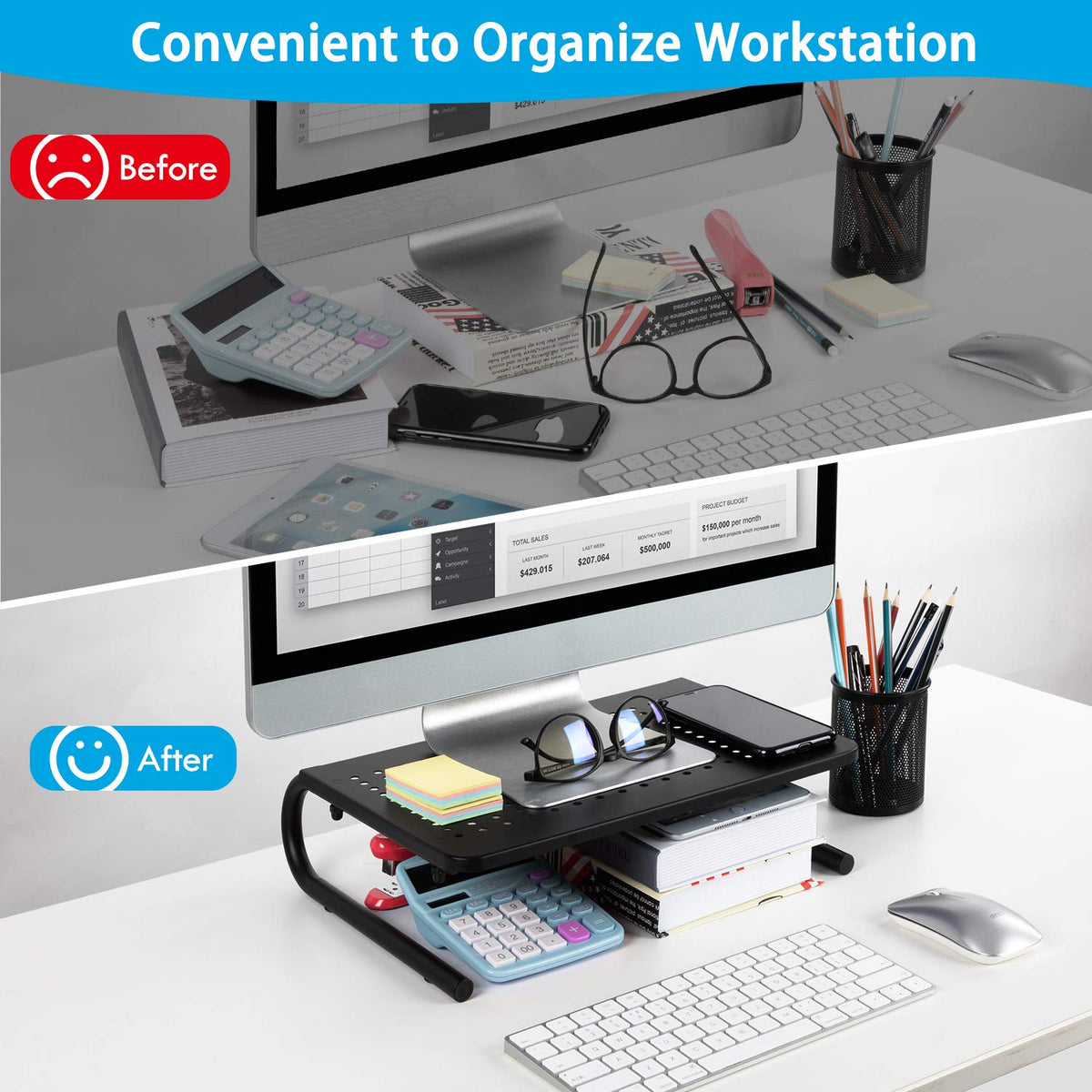 LORYERGO Monitor Stand - Monitor Stand Riser, Laptop Stand Riser for 15.6" Laptops, Computer