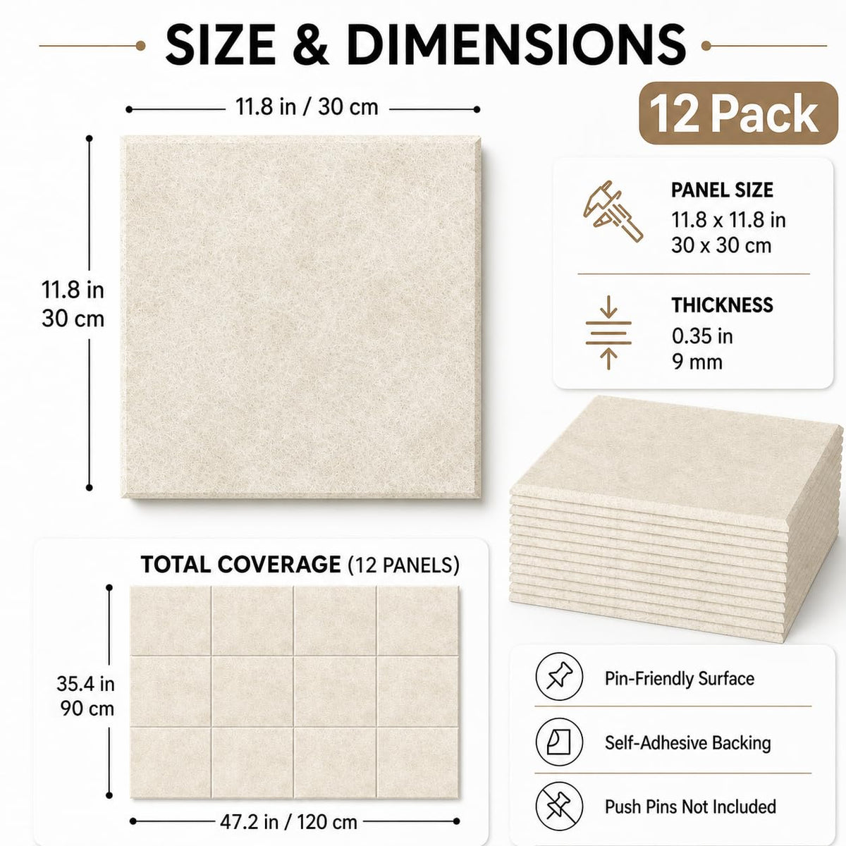 Baysola Felt Bulletin Board Tiles, Cork Board Alternative, 48 x 36 in