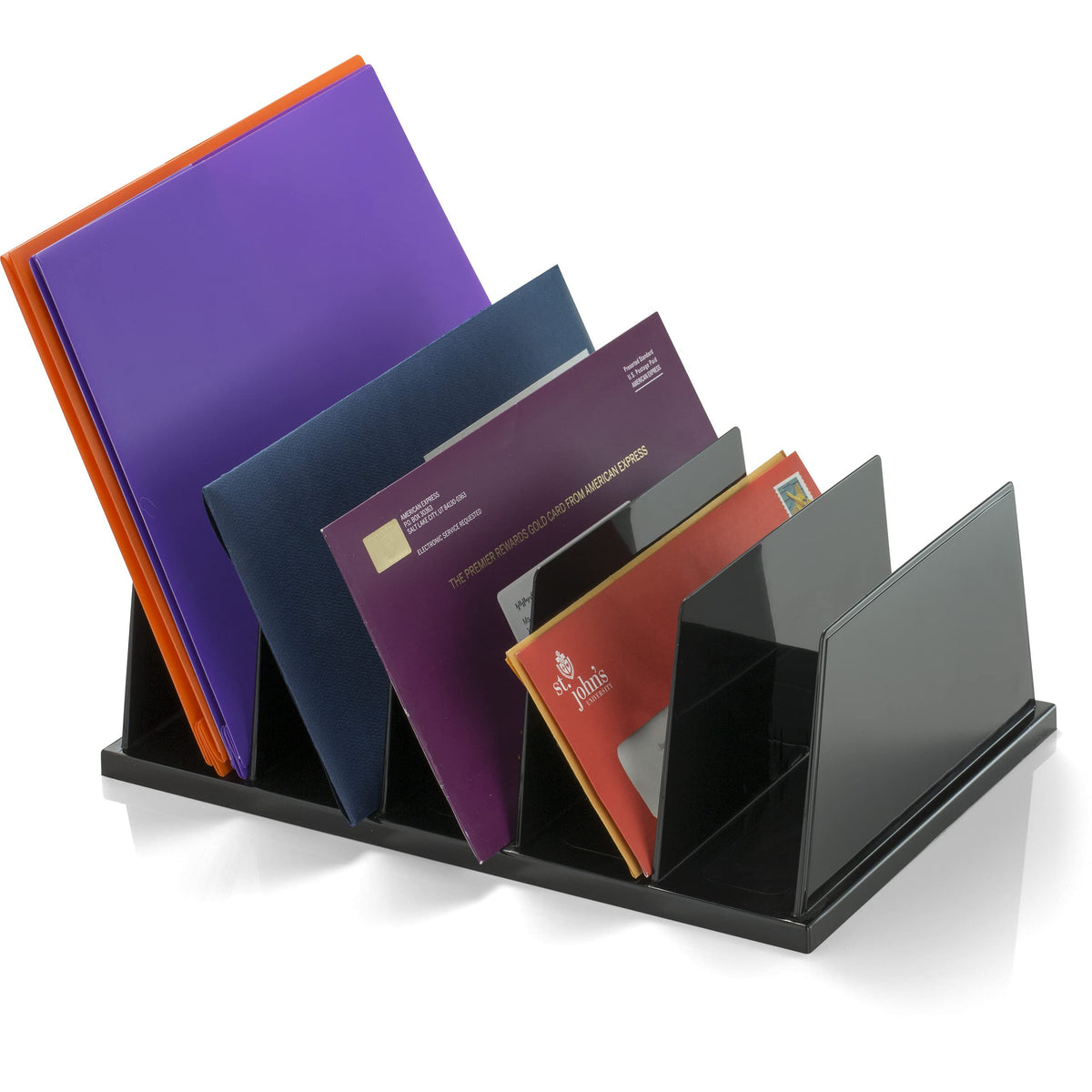 Officemate Recycled Large Standard Sorter, 5 Compartments, 13.5 x 9 x 5 Inches, Black (26192)