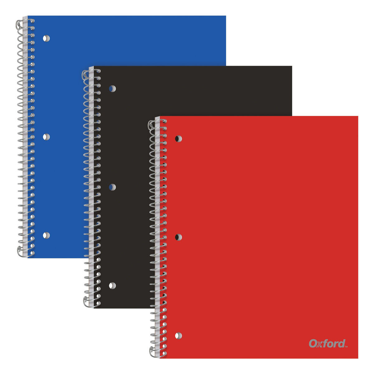 Oxford Spiral Notebooks, 1-Subject, Wide Ruled Paper, Durable Plastic Cover, 100 Sheets, Divider