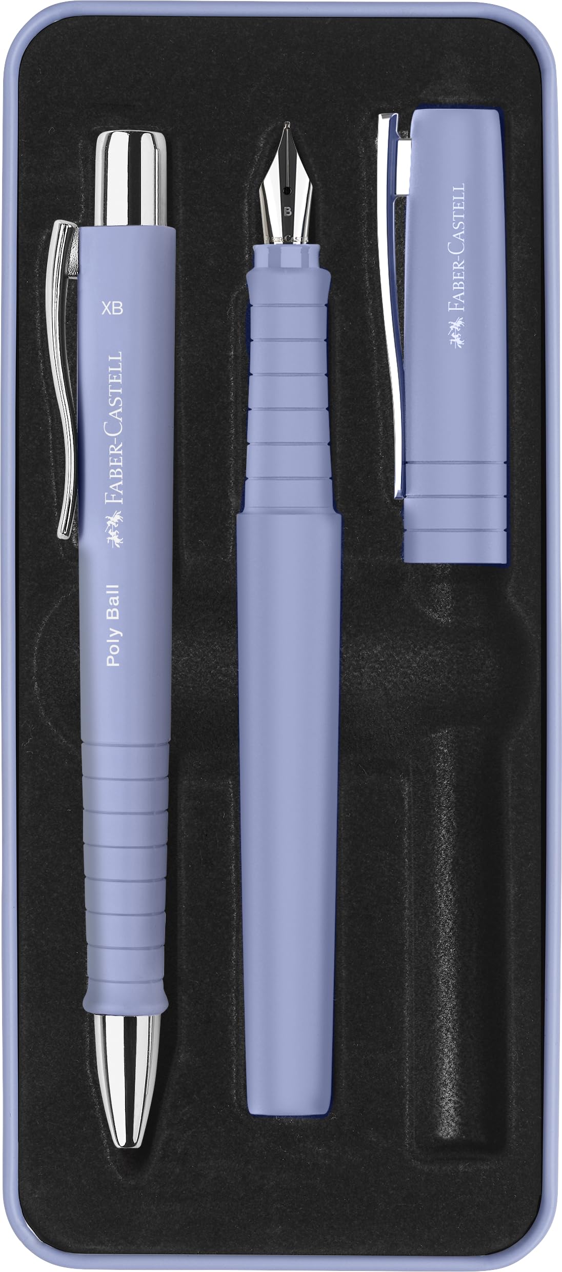 Faber-Castell Poly Pen Fountain and Ballpoint Pen Gift Set – Pale Iris: Fountain Pen Set with Broad