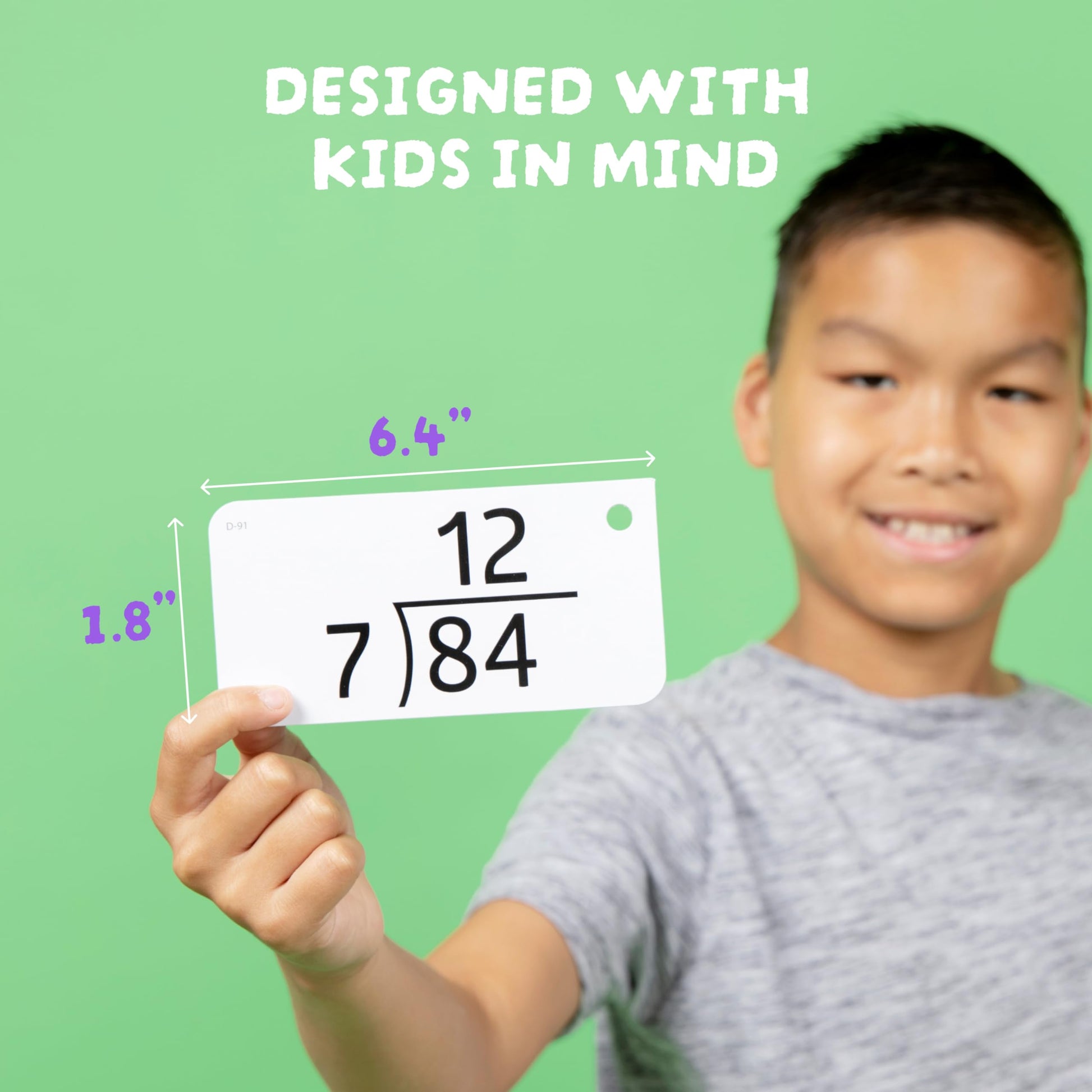 Star Right Division Flash Cards - 156 Hole-Punched Math Flash Cards with 2 Binder Rings - Kids Ages