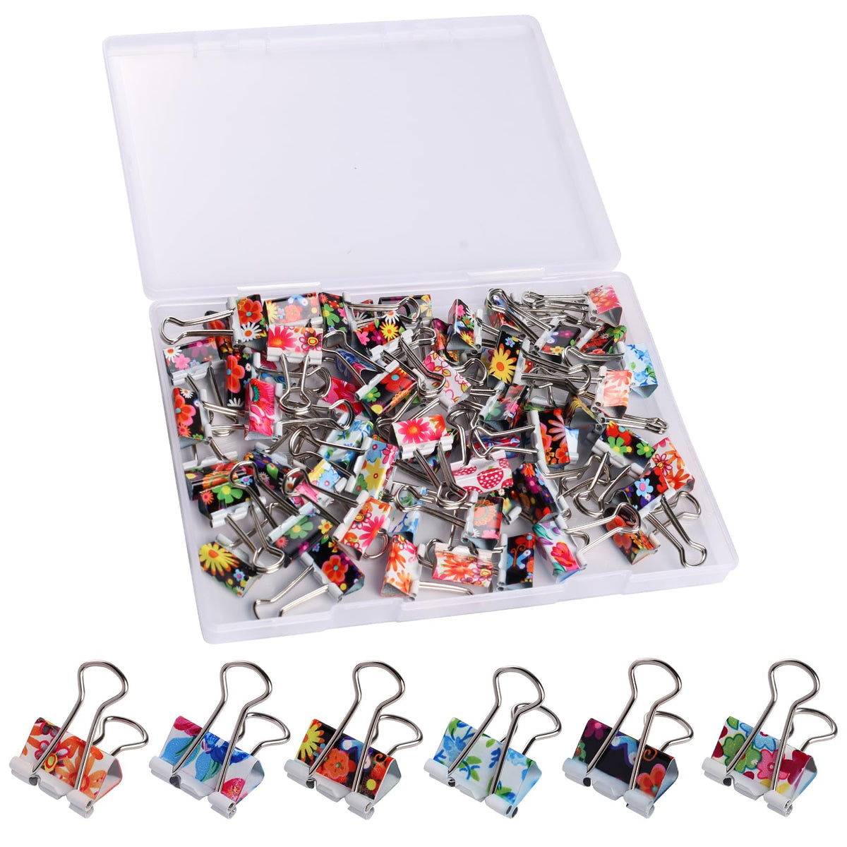 Ufmarine 60 Pcs Small Binder Clips3/4 Inch, Flower Cute Binder Clips for Office, Standard Size