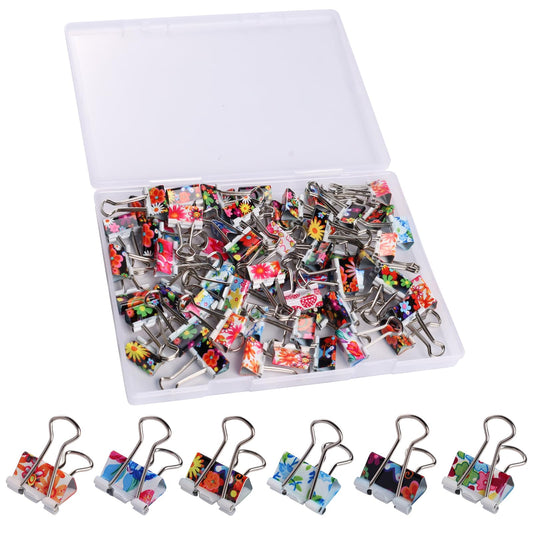 Ufmarine 60 Pcs Small Binder Clips3/4 Inch, Flower Cute Binder Clips for Office, Standard Size