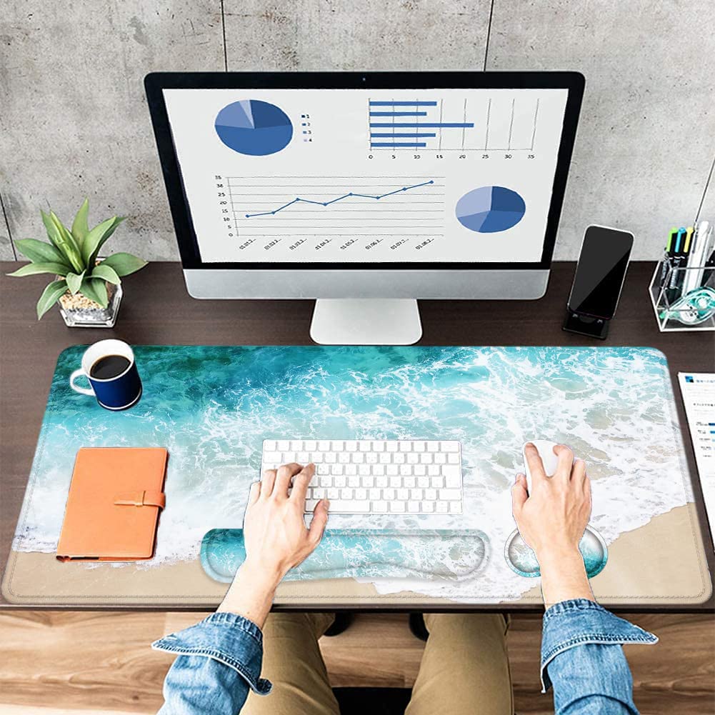 Large Mouse Pad with Wrist Rest, 4-in-1 Wrist Rest for Keyboard and Mouse