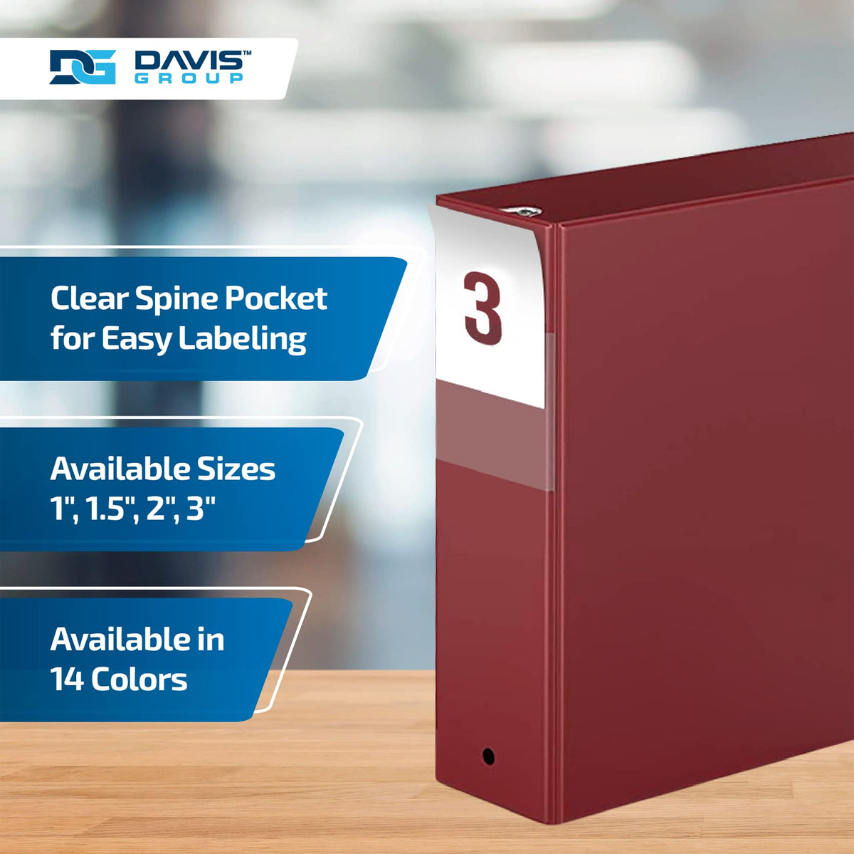 Premium Economy 3-Ring Binder, Spine Label, 3" Round Rings, Burgundy, 6 Pk