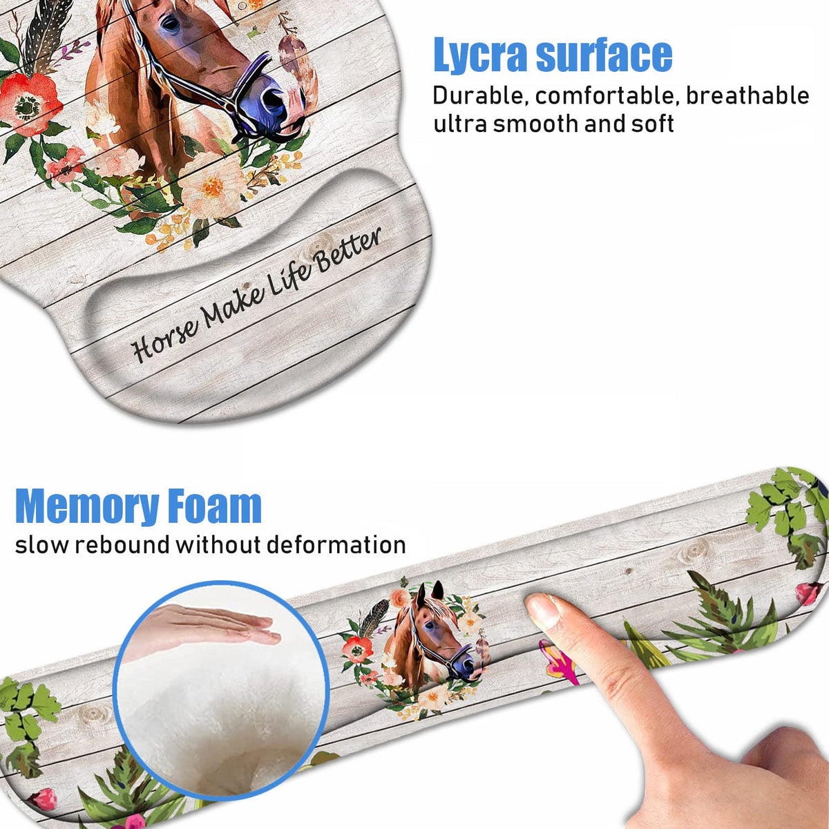 Keyboard Wrist Rest + Mouse Pad Wrist Support Set with Coasters, Non-Slip PU Base Ergonomic